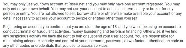 Aturan layanan RiseX