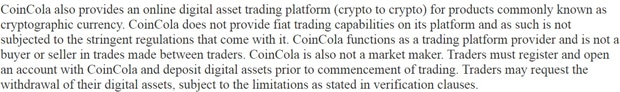 CoinCola membeli dan menjual mata uang kripto