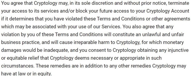 penerimaan pengguna cryptology.com terhadap syarat dan ketentuan
