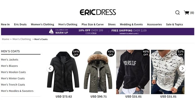 Penjualan pakaian pria Ericdress