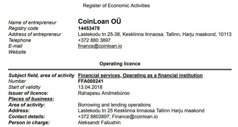 info perusahaan coinloan.io