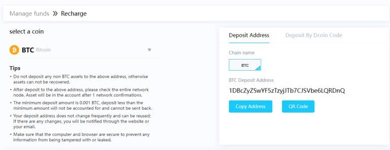 Dcoin Exchange untuk melakukan deposit