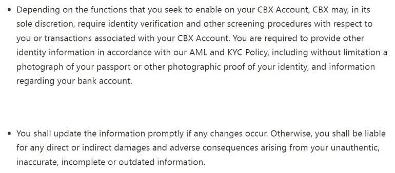 Perubahan CBC dalam informasi pribadi