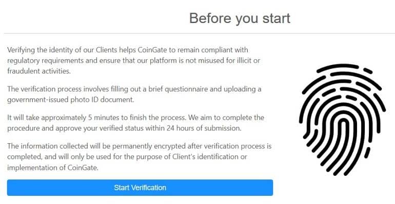 proses verifikasi coingate.com