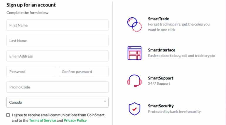 pembuatan akun coinsmart.com